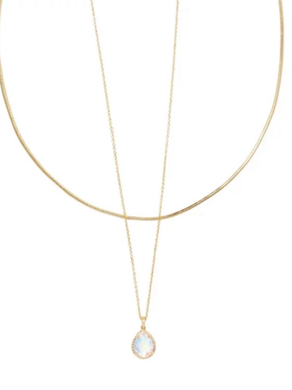 Kendra Scott x Target Gold Double Layer Necklace Dichroic Glass Stone
